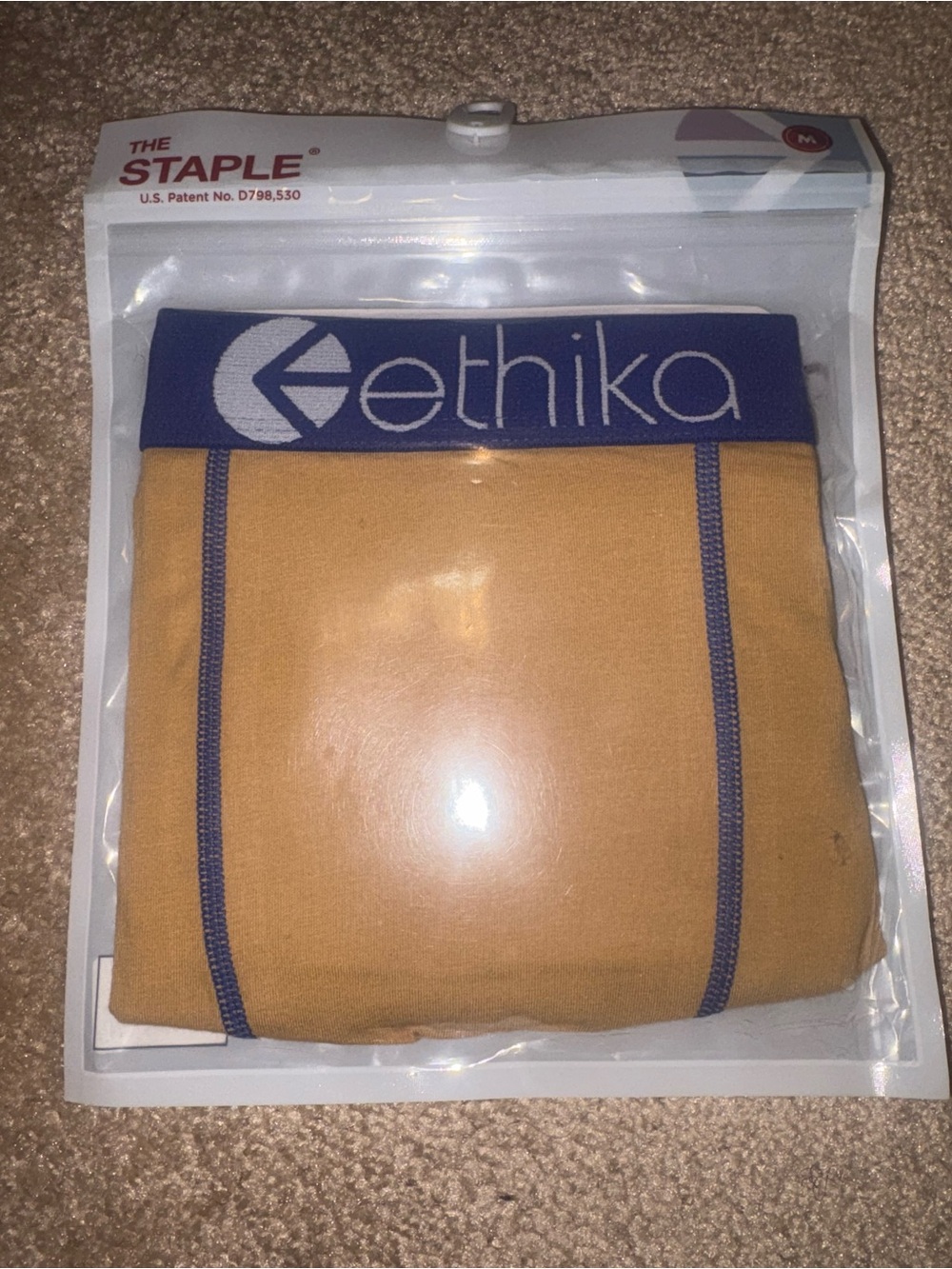 ethika Men’s Golden Yellow Boxer Briefs with Blue Waistband